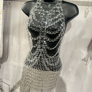 AKIRA clear body jewelry harness top